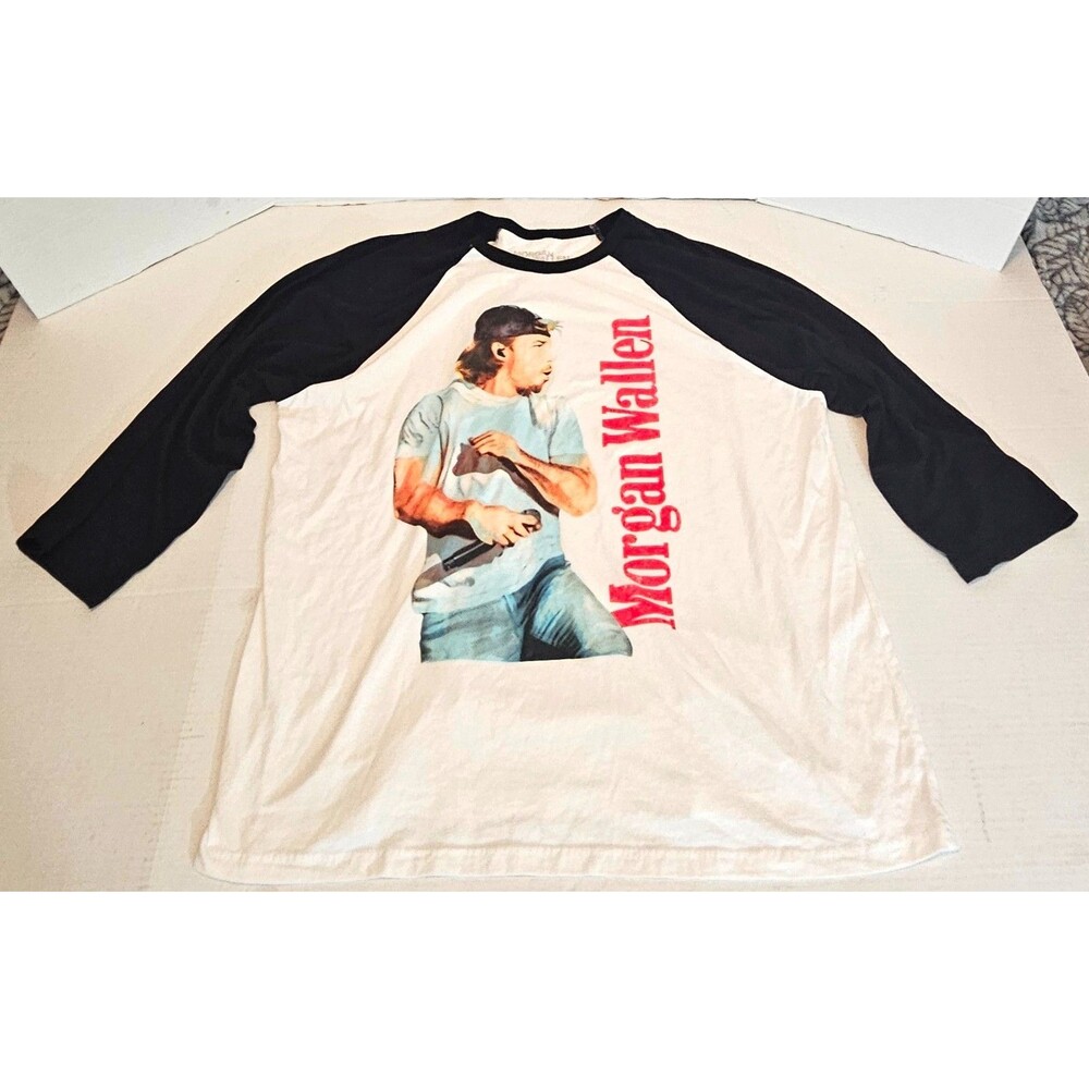 Morgan Wallen Raglan Baseball Graphic T-Shirt with 3/4 Sleeves Size: 2XL